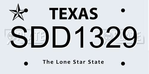SDD1329 Texas License Plate
