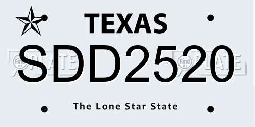 SDD2520 Texas License Plate