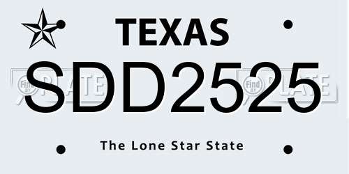 SDD2525 Texas License Plate