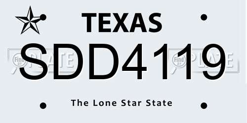 SDD4119 Texas License Plate