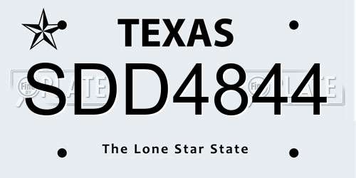 SDD4844 Texas License Plate