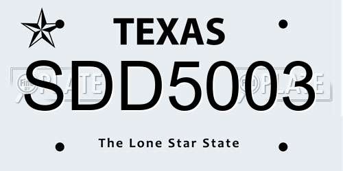 SDD5003 Texas License Plate