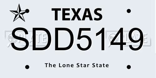 SDD5149 Texas License Plate