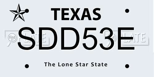 SDD53E Texas License Plate