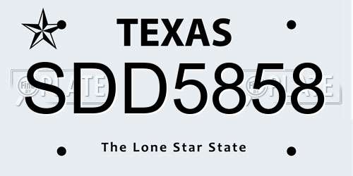 SDD5858 Texas License Plate