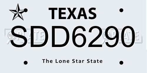 SDD6290 Texas License Plate