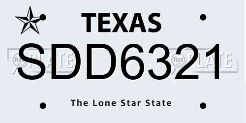 SDD6321 Texas License Plate