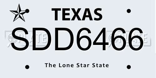 SDD6466 Texas License Plate