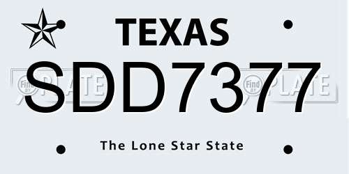 SDD7377 Texas License Plate