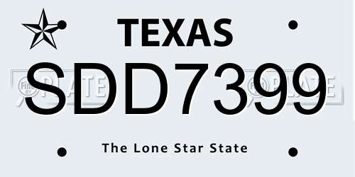 SDD7399 Texas License Plate