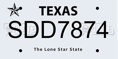 SDD7874 Texas License Plate