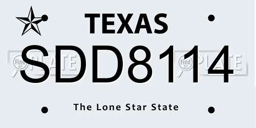 SDD8114 Texas License Plate