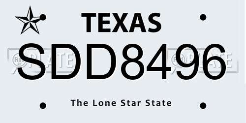 SDD8496 Texas License Plate
