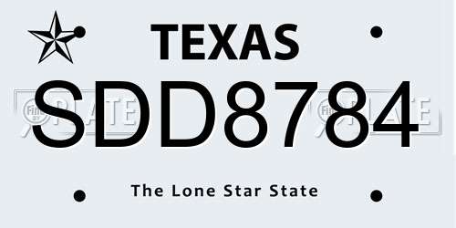 SDD8784 Texas License Plate