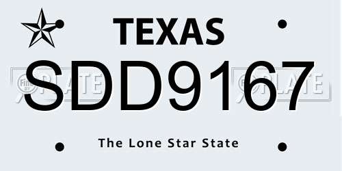 SDD9167 Texas License Plate