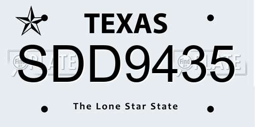 SDD9435 Texas License Plate