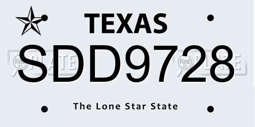 SDD9728 Texas License Plate