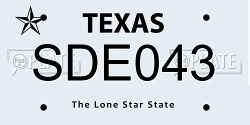 SDE043 Texas License Plate