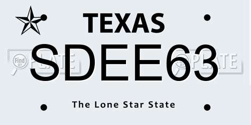 SDEE63 Texas License Plate