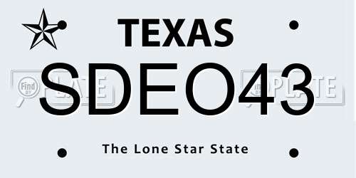 SDEO43 Texas License Plate