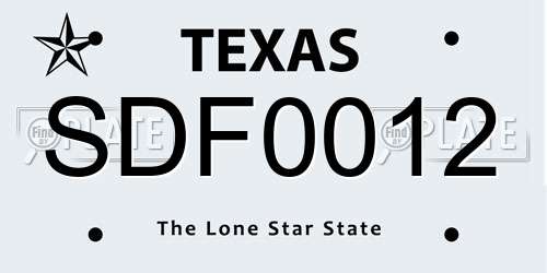 SDF0012 Texas License Plate