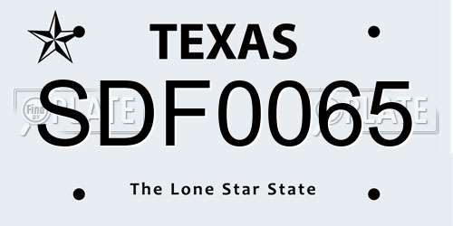 SDF0065 Texas License Plate