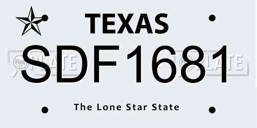 SDF1681 Texas License Plate