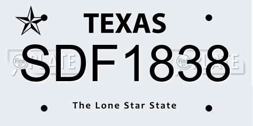 SDF1838 Texas License Plate