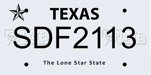 SDF2113 Texas License Plate