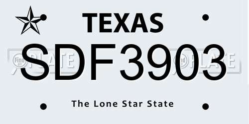 SDF3903 Texas License Plate