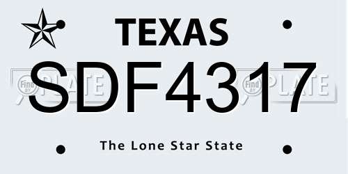 SDF4317 Texas License Plate