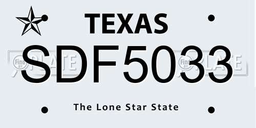 SDF5033 Texas License Plate