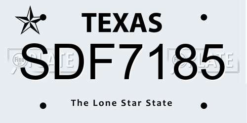SDF7185 Texas License Plate