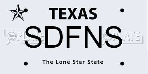 SDFNS Texas License Plate