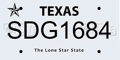 SDG1684 Texas License Plate