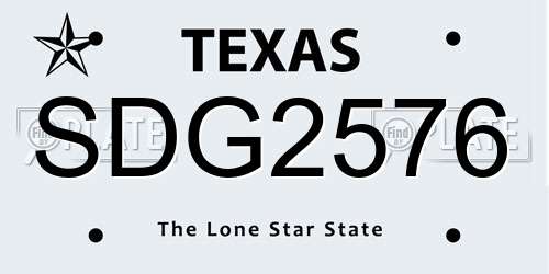 SDG2576 Texas License Plate