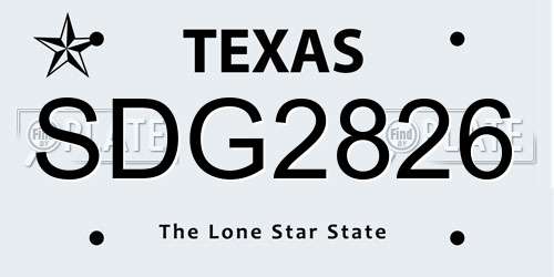 SDG2826 Texas License Plate