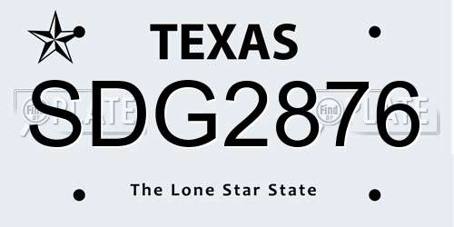 SDG2876 Texas License Plate
