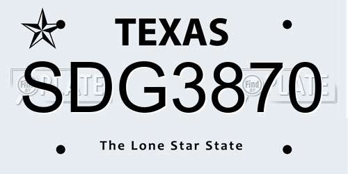 SDG3870 Texas License Plate