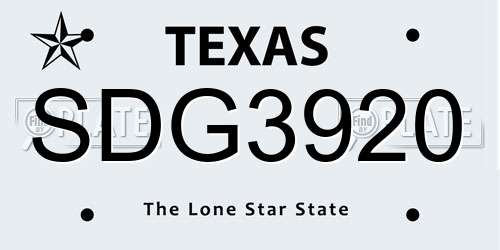 SDG3920 Texas License Plate