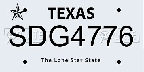 SDG4776 Texas License Plate