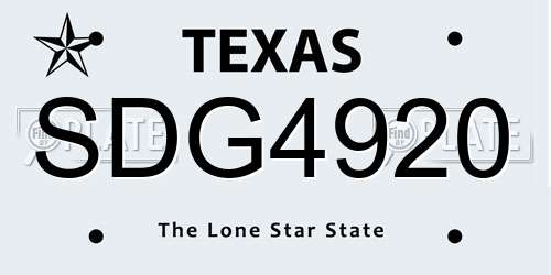 SDG4920 Texas License Plate