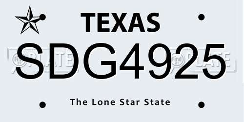 SDG4925 Texas License Plate