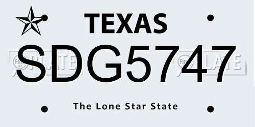 SDG5747 Texas License Plate