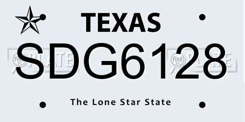 SDG6128 Texas License Plate