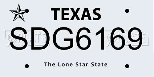 SDG6169 Texas License Plate