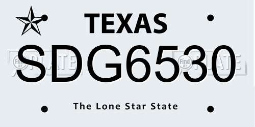 SDG6530 Texas License Plate