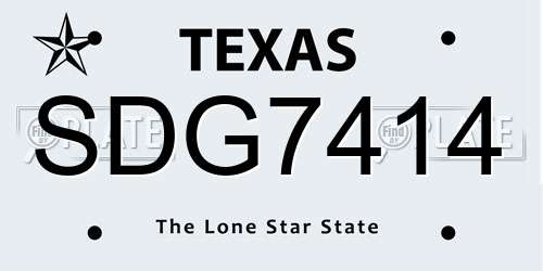 SDG7414 Texas License Plate