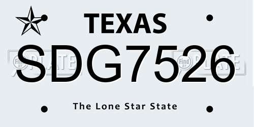 SDG7526 Texas License Plate