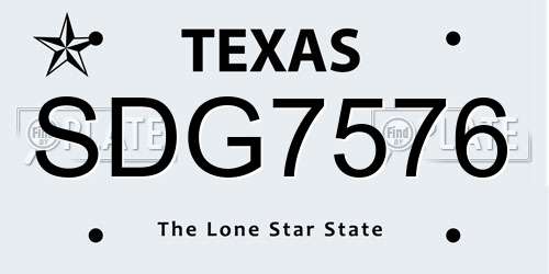 SDG7576 Texas License Plate